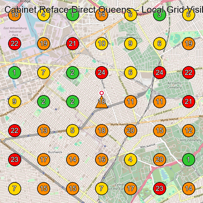 Cabinet Reface Direct Queens Cabinet Maker GeoGrid ranking map for Ridgewood NY
